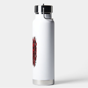 Halloween Red Skull American Flag Spider Webs Bats Water Bottle
