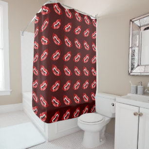 Halloween Red Vampire Mouths Pattern Shower Curtain