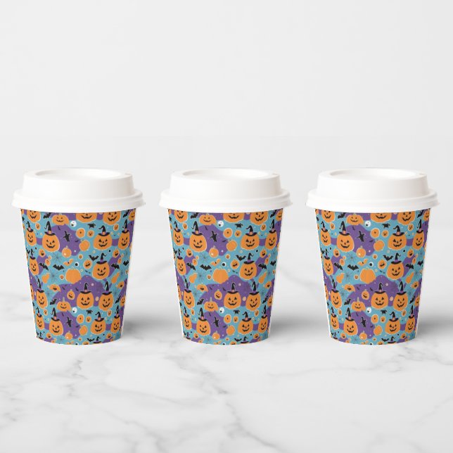 Halloween repeating pattern with pumpkins paper cups (Multi)