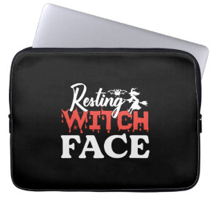 Halloween Resting Witch Facce Birthday Laptop Sleeve