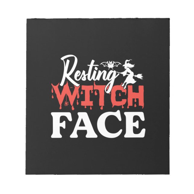 Halloween Resting Witch Facce Birthday Notepad (Front)