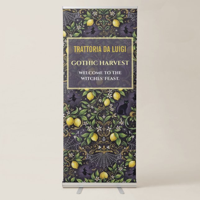 Halloween Retractable Banner Gothic BotanicalLemon (Front)