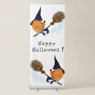 Halloween Retractable Banner Witch Pumpkin Flying