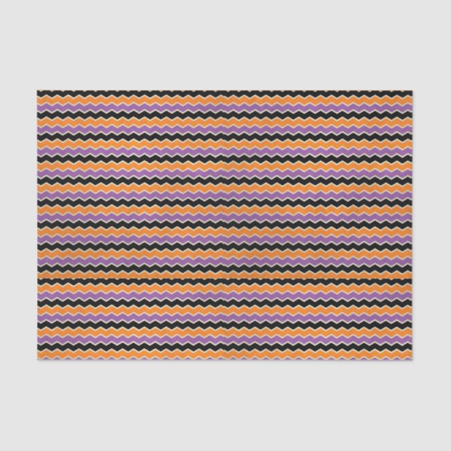 Halloween Retro 1950s Chevron Orange Purple Black Tissue Paper (Front)