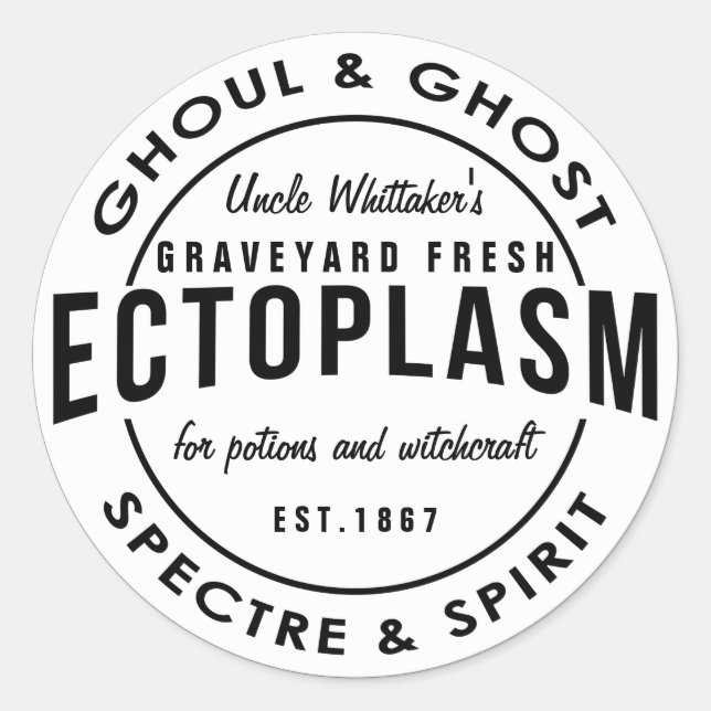 Halloween retro black ectoplasm potion sticker (Front)