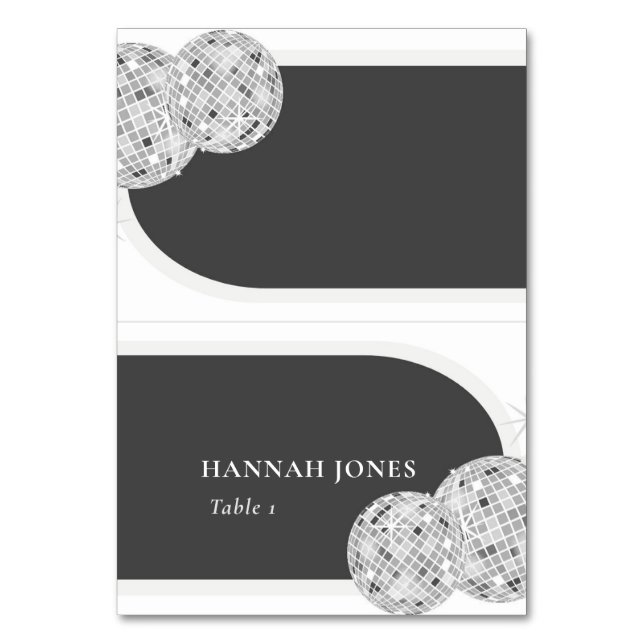 Halloween Retro Disco Ball Wedding Place Cards (Front)