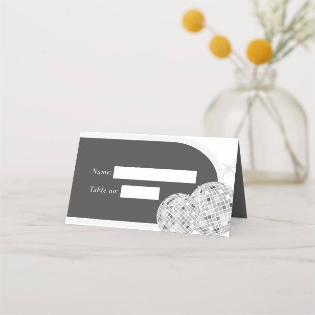 Halloween Retro Disco Spiders & Disco Ball Wedding Place Card (Front)