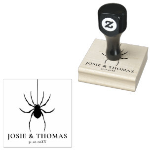 Halloween Retro Disco Spiders & Disco Ball Wedding Rubber Stamp