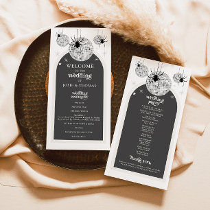 Halloween Retro Disco Spiders Wedding Program