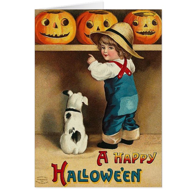 Halloween Retro Dog and a Cute Kid (Front)
