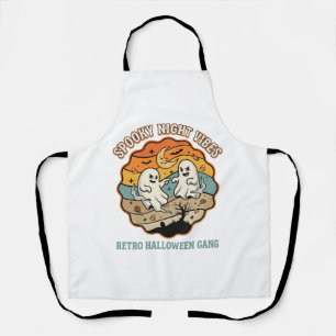 Halloween Retro Ghost Night Apron