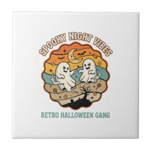 Halloween Retro Ghost Night Tile