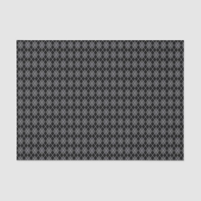 Halloween Retro Grey Black Argyle Tissue Paper (Front)