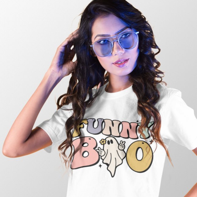HALLOWEEN RETRO GROOVY FUNNY BOO GHOST T-Shirt (Creator Uploaded)