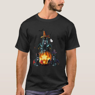 Halloween Retro Jack-O-Lantern Pumpkin Cat Full Mo T-Shirt