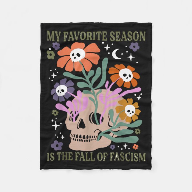Halloween Retro My Favourite Season Is The Fall Of Fleece Blanket (Front)