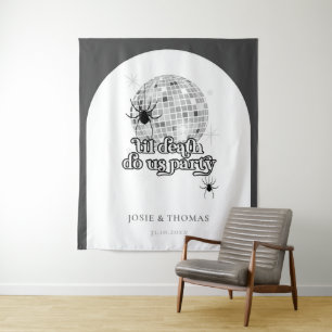 Halloween Retro Spiders & Disco Ball Wedding Tapestry