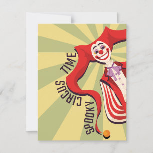 Halloween Retro Spooky Clown Colourful Funny Circu Postcard
