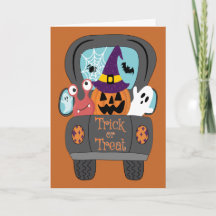 Halloween Retro Truck Trick or Treat Monsters 