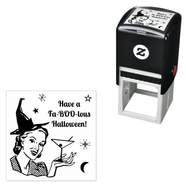 Halloween Retro Witch Humour Faboolous or Custom Self-inking Stamp (In Situ)