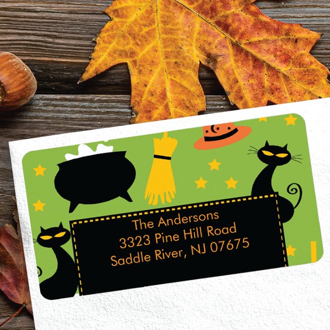 Halloween Return Address Label Fun Black Cat (Creator Uploaded)