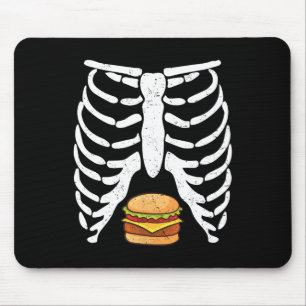 Halloween Rib Cage Cheeseburger Lover Skeleton Fun Mouse Mat