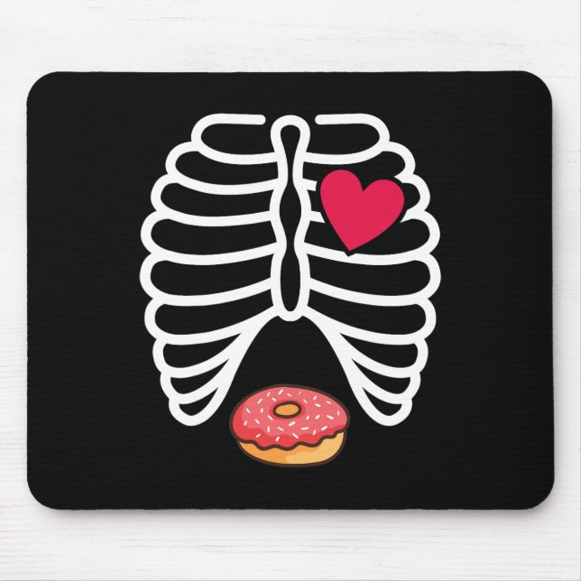 Halloween Rib Cage Doughnut Lover Skeleton Funny W Mouse Mat (Front)