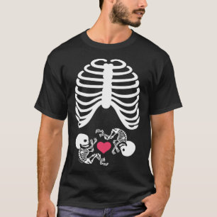 Halloween Rib Cage Pregnancy Expecting Twins Baby  T-Shirt