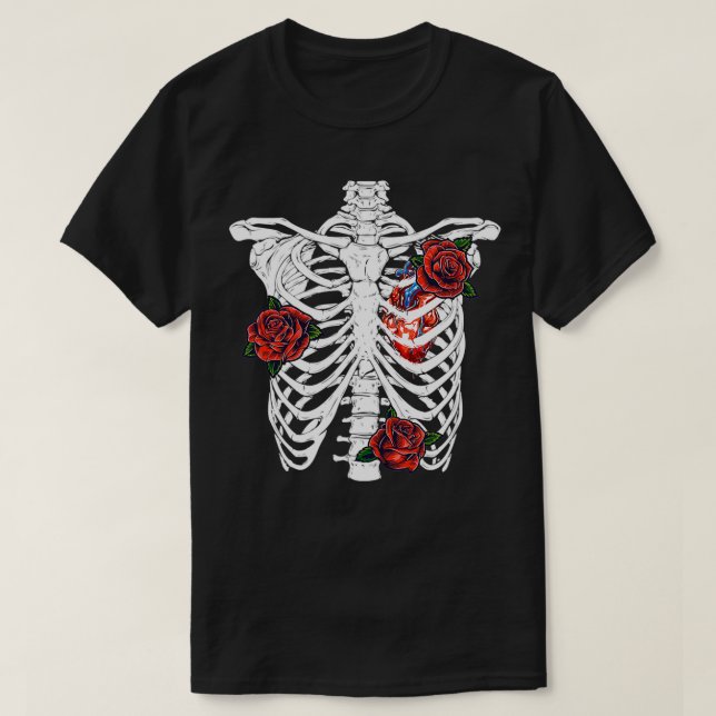 Halloween Rib Cage Skeleton Day Of The 3 T-Shirt (Design Front)