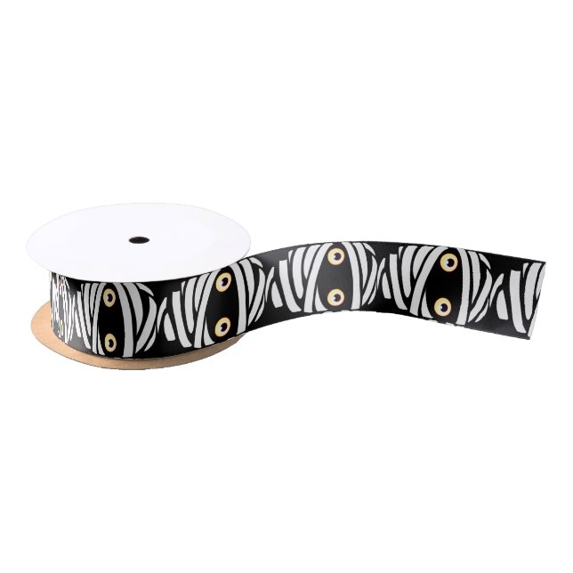 Halloween Ribbon Boo! Halloween Mummy Ribbon Satin Ribbon (Spool)