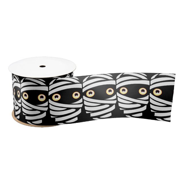 Halloween Ribbon Boo! Halloween Mummy Ribbon Satin Ribbon (Spool)