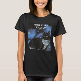 Halloween Rich Witch Energy Black Cat Glamour T-Shirt