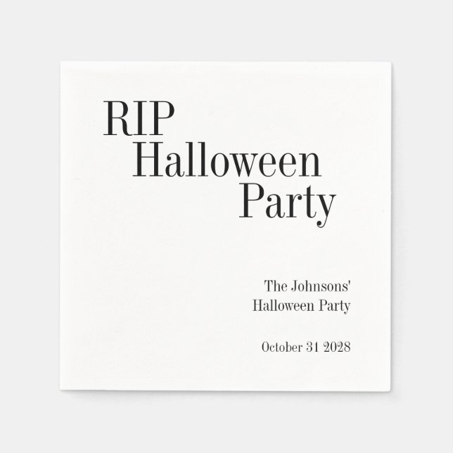 Halloween RIP Black and White Party Napkin (Front)