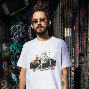 HALLOWEEN RISE & GRIND SKELETON IN A COFFIN T-Shirt