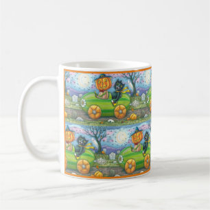 HALLOWEEN ROAD TRIP, JACK AND BLACK CAT FRIENDS COFFEE MUG