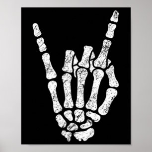 Halloween Rock Hand Sign Skeleton Rock N Roll Symb