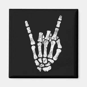 Halloween Rock Hand Sign Skeleton Rock N Roll Symb Magnet