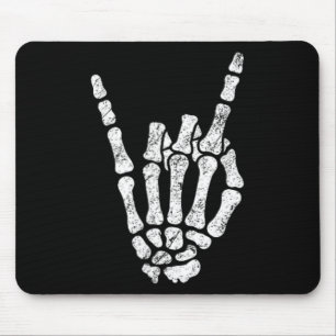 Halloween Rock Hand Sign Skeleton Rock N Roll Symb Mouse Mat