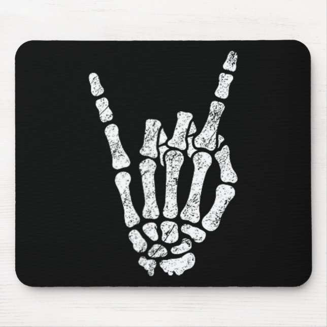 Halloween Rock Hand Sign Skeleton Rock N Roll Symb Mouse Mat (Front)