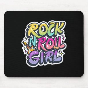 Halloween Rock N Roll Girl Retro Costume Graffiti Mouse Mat
