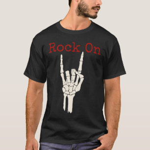Halloween Rock on Horns Skeleton T-Shirt