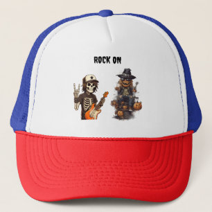 Halloween rock on trucker hat