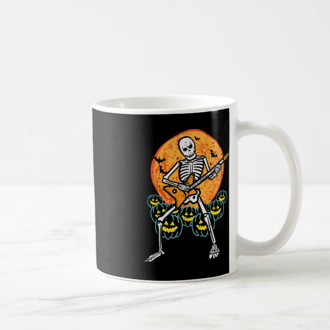Halloween Rocker Skeleton Guitar Rock Costume Men  Coffee Mug (Right)
