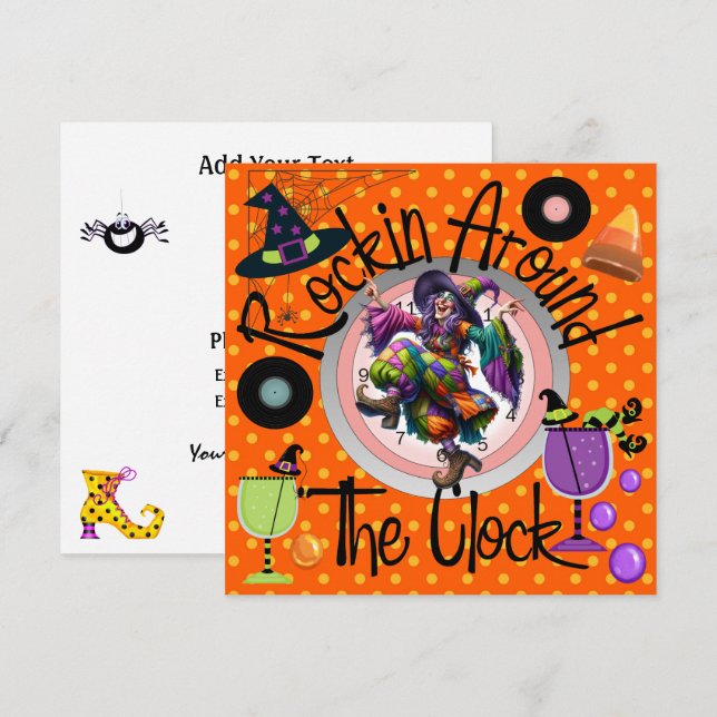 Halloween Rockin' Around the Clock Party Invitation (Front/Back)