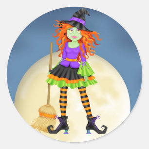 Halloween Rocking Witch - SRF Classic Round Sticker