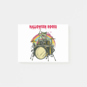 Halloween Rocks, Halloween Zombie Cat Drummer Post-it Notes
