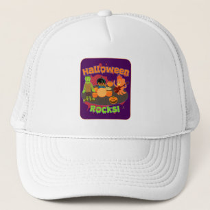 Halloween Rocks Spooky October Character Art Trucker Hat