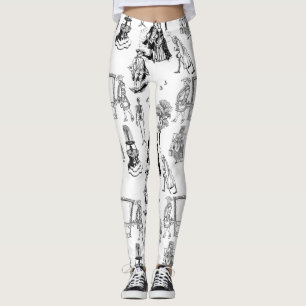 halloween rococo baroque skeleton toile skull leggings