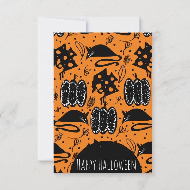 Halloween Rodents Mouse Cheese Birthday Pattern Card (Front)