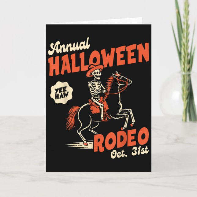 Halloween Rodeo Horse Western Cowboy Fall Autumn S Card (Front)